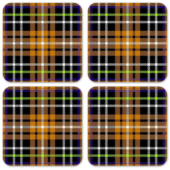 Vinyl Drink Coasters - Set of 4 - Orange Flannel Design