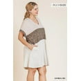 thumbnail image 5 of Linen Blend Short Folded Sleeve Animal Print Colorblocked V-neck Dress With Pockets XL, 5 of 6