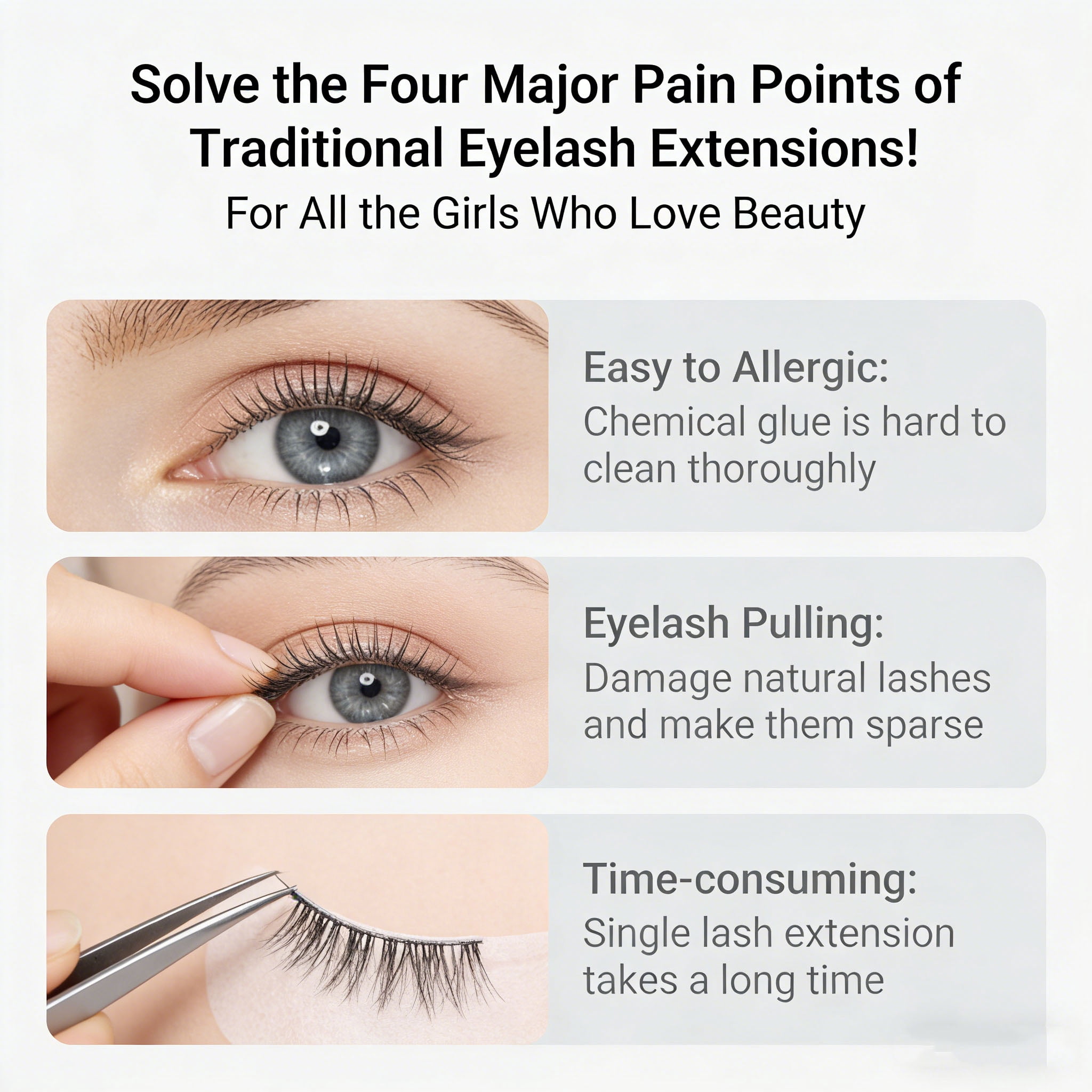 Self-adhesive false eyelashes, natural-looking eyelash set
