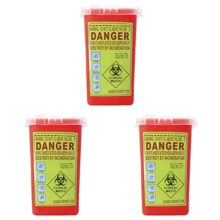 Red Sharps Container Biohazard Needle Disposal Container,15.5x10x10 cm,Beige