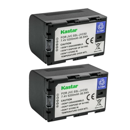 Kastar 2-Pack Battery Replacement for JVC GY-HMQ10 GY-HMQ10E GY-LS300 GY-LS300CHU GY-HM200 GY-HM200U GY-HM200HW GY-HM200SP GY-HM200SP SPORTS GY-HM250 GY-HM250SP GY-HM600 GY-HM600E Cameras