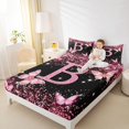 thumbnail image 3 of Manfei Lovely Initial Sequin Print B Queen Sheets,Pretty Butterfly Queen Sheet Sets,Pink,4-Piece, 3 of 6