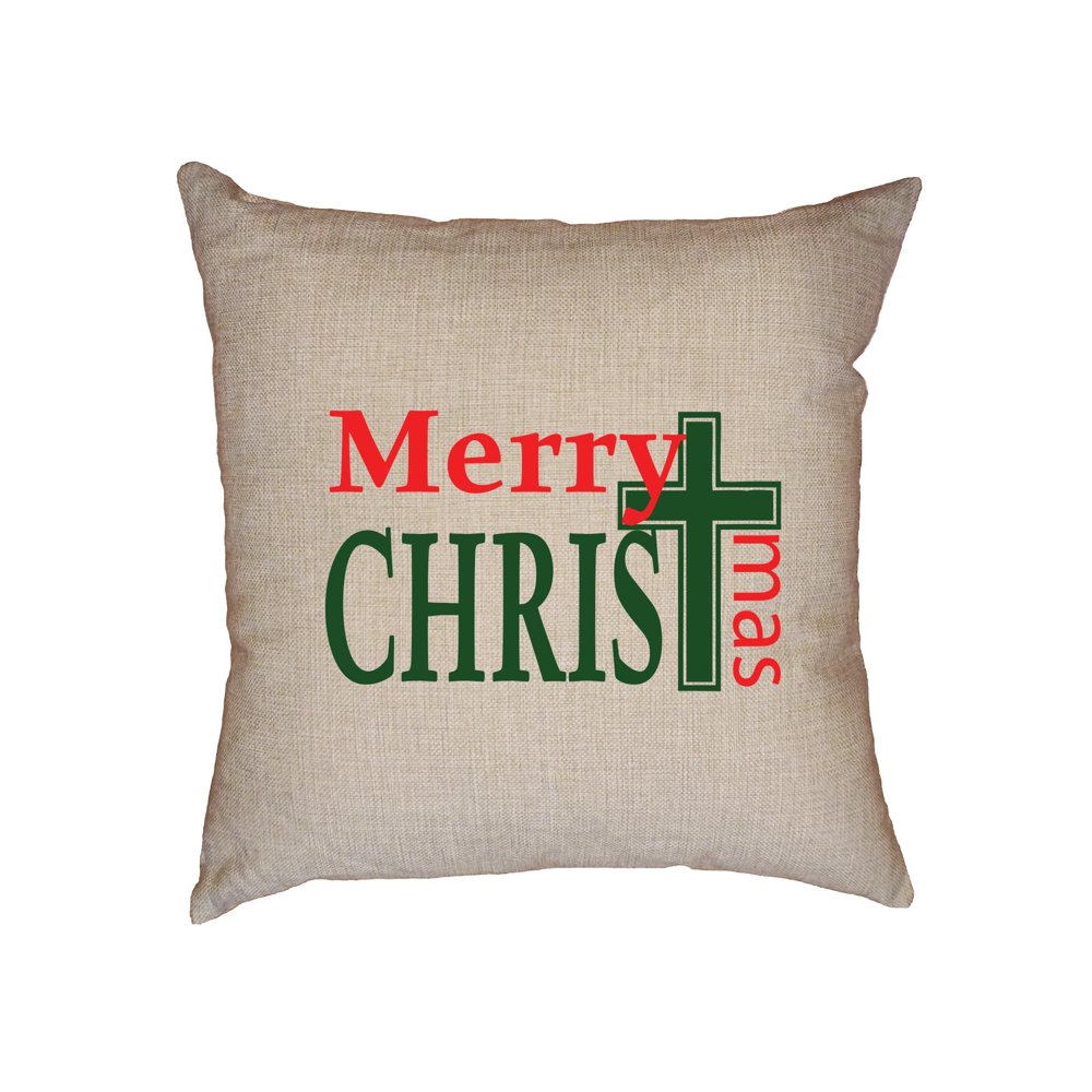 Christian Focused Unique Merry Christmas Decorative Linen Throw Cushion