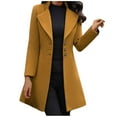 thumbnail image 2 of Tejiojio Coats Clearance Women Fashion Long Sleeve Woolen Lapel Solid Color Long Jacket Coat, 2 of 6