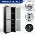 thumbnail image 3 of AUHUP 73" Rolling Garage Storage Cabinets with 3 Adjustable Shelves, Metal Storage Cabinet with Wheels, Black Gray Tool Cabinet for Garage,Home,Warehouse,Workshop, 3 of 9