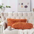 thumbnail image 2 of Home Soft Things Luxury Shaggy Faux Fur Throw Pillow Cases, Ultra Soft Plush Pillow Covers Fluffy Decorative Cushion Covers, No Pillow Insert, Set of 2, Burnt Orange, 14x26 Inch, 2 of 7