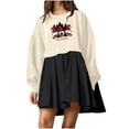 thumbnail image 1 of Pisexur Robes de Noël pour Femmes Mode Imprimé Noël Robes de Vacances Décontractées Col Rond Manches Longues Robe Fluide à Étages Mini Robe de Fête, 1 of 4