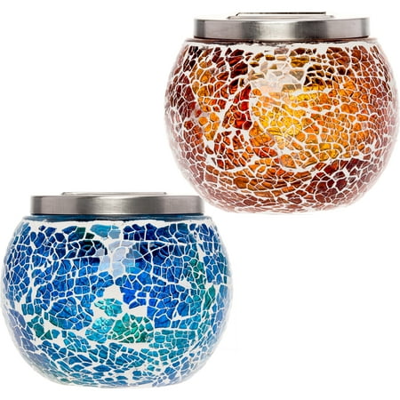 - 2 Pack GreenLighting Mosaic Decorative Outdoor Solar LED Ball Light