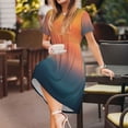 thumbnail image 3 of Goofa yellow orange and teal Pattern Women Summer Short Sleeve Midi Dress with Pockets Casual Aline Flowy Tshirt Dress Vocation Beach Sundress, 3 of 6