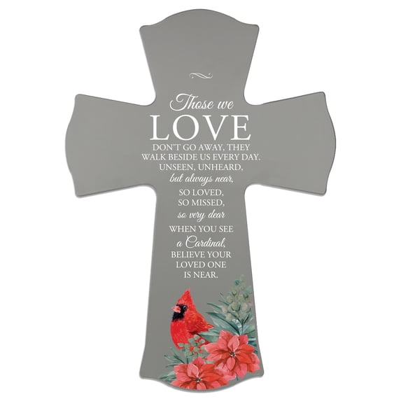 Memorial Wooden Wall Cross 8x11 Cardinal Bereavement Gift for Loss on Loved One – Believe Your Loved One Is Near