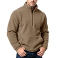 thumbnail image 3 of qafoshin Men's Fleece Half Zip Pullover Sweatshirts Fall Winter Casual Long Sleeve Solid Color Warm Tops, 3 of 7