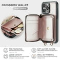 thumbnail image 2 of Dteck Wallet Case for iPhone 16 Pro Max,Luxury Leather RFID Blocking Zipper Crossbody Wallet Case with Card Slots Shockproof Kickstand Cover with Shoulder Strap/Wrist Strap,Rosegold, 2 of 7