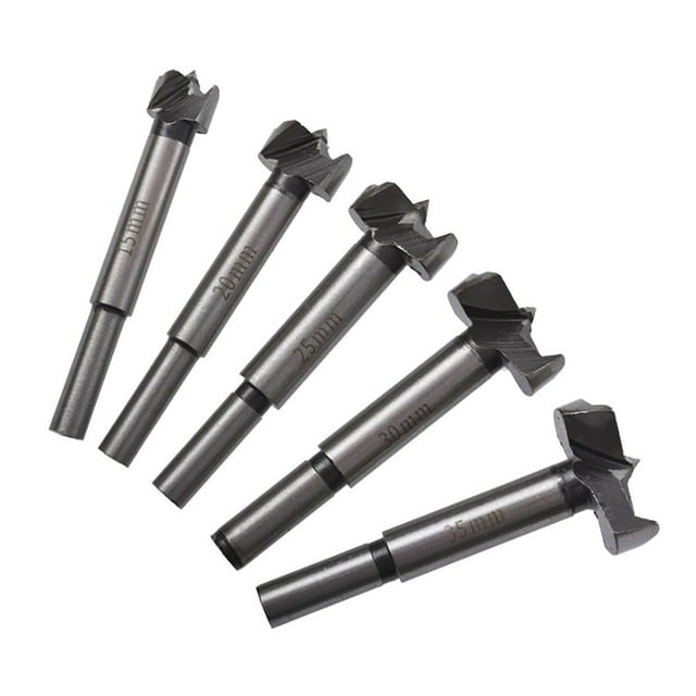 5 brocas Forstner de 15, 20, 25, 30 y 35 mm para taladrar y perforar bisagras de acero de 45 mm para carpintería.