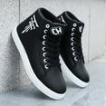 thumbnail image 6 of [Stylish High Top Sneakers] Stylish, Comfortable, Fashionable 1 Pair Men's Casual High-Top Sneakers - Lace-Up with Black Logo, Ideal for Outdoor Activities, Walking, and Sports, All-Season Sneakers, 6 of 8