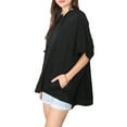 thumbnail image 6 of Fashion Womens Oversized Short Sleeve Hoodie Side Slits Pullover Sweater Top, 6 of 6