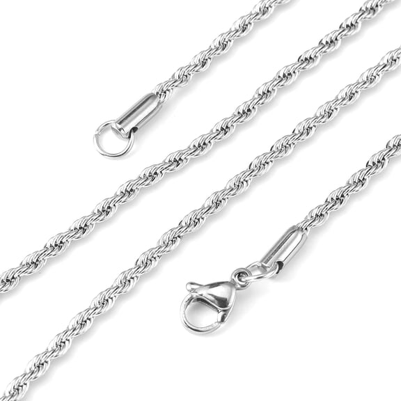 1Pcs 304 Stainless Steel Necklaces 2mm Minimalist Chain Necklace Choker for Women Trendy Jewelry 20 inch Stainless Steel Color