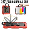 thumbnail image 3 of ELEHOLD Rugged Case for iPad 10th Generation 10.9" (2022) Three-Layer Protection Portable Folding Handle Grip 360° Rotating Kickstand Bracket Shockproof Hybrid Cover For iPad 10th Gen 2022,Red, 3 of 8