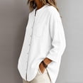 thumbnail image 5 of VBVC Women's Linen Cotton Button Down Shirt , Long Sleeve Loose Tunic Top For Women , Ladies' Lightweight Casual Blouse with Pockets,White,S-3XL, 5 of 7