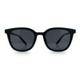 thumbnail image 3 of Womens Minimal Horn Rim Classy Boyfriend Normcore Plastic Sunglasses All Black, 3 of 7