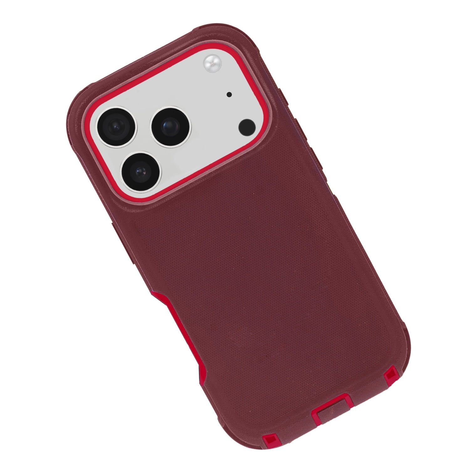 Rugged Armor Case for iPhone 17 Pro Max - Maroon and Red