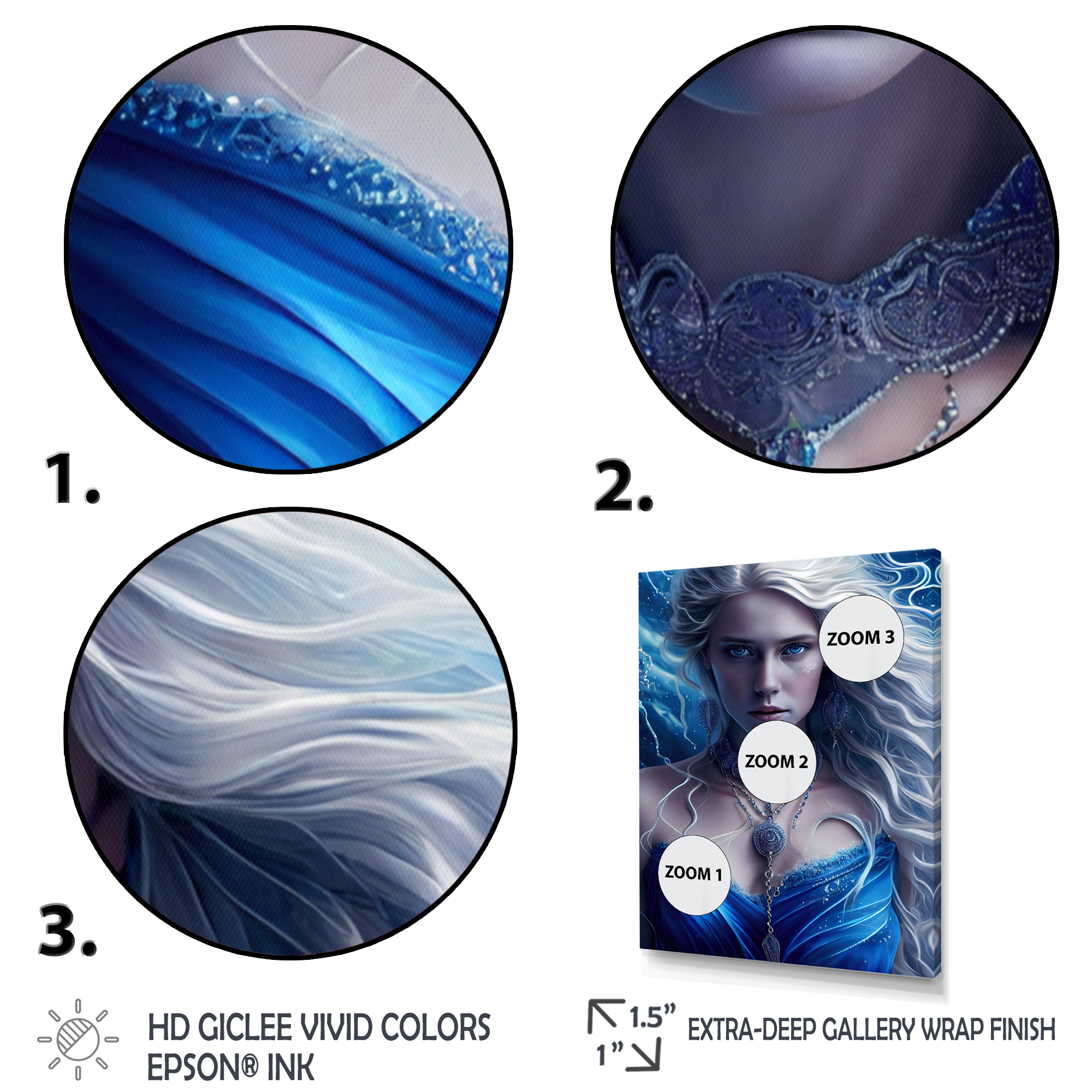 Designart Silver Ice And Blue Archangel II Canvas Wall Art