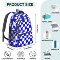 thumbnail image 5 of Blue and White Wavy Checkered Backpack for School, Cute School Bag with Adjustable Shoulder Straps and Padded Back, 16.9"x12.6"x5.9", 5 of 5