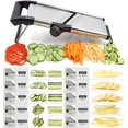 thumbnail image 3 of Mandolina ajustable para cortar verduras Ideal para cortar alimentos, frutas y verduras Mandolina para cortar en juliana Guantes a prueba de cortes Acero inoxidable, 3 of 4
