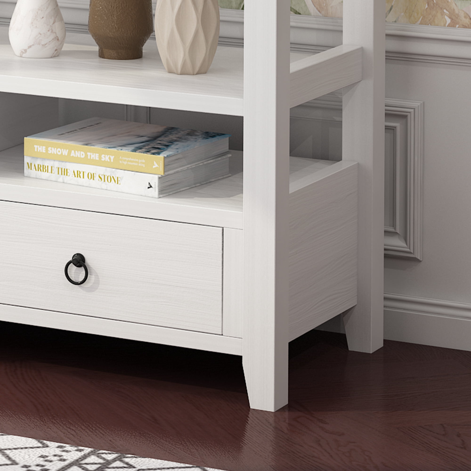 Zimtown Entryway Console Table for Living Room with 3 Drawers and Shelves, Long Sofa Table Entryway Table TV Stand for Hallway, Foyer, Home, White