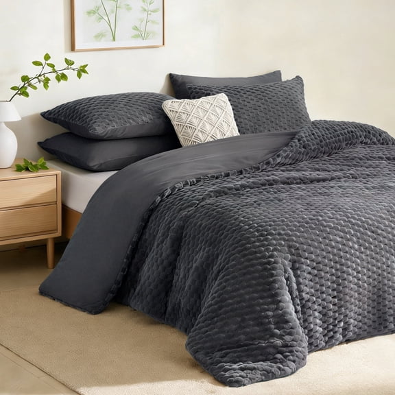 SoComfy by Bedelite Fluffy Fleece Comforter Set, Soft Warm Bedding for Winter, King