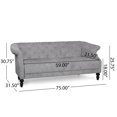 thumbnail image 5 of Benjara Kyle Sofa, 75 Inch, Classic Turned Wood Legs, Button Tufted Light Gray, 5 of 5