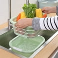 thumbnail image 4 of Openpig Mixed Greens Vegetable Colander Basket Double Layer Fruit Sinks Strainer Kitchen Washing Basket Salad Draining Soaking Bowl Detachable Strainer Basket Spaghetti Noodles Pasta, 4 of 6