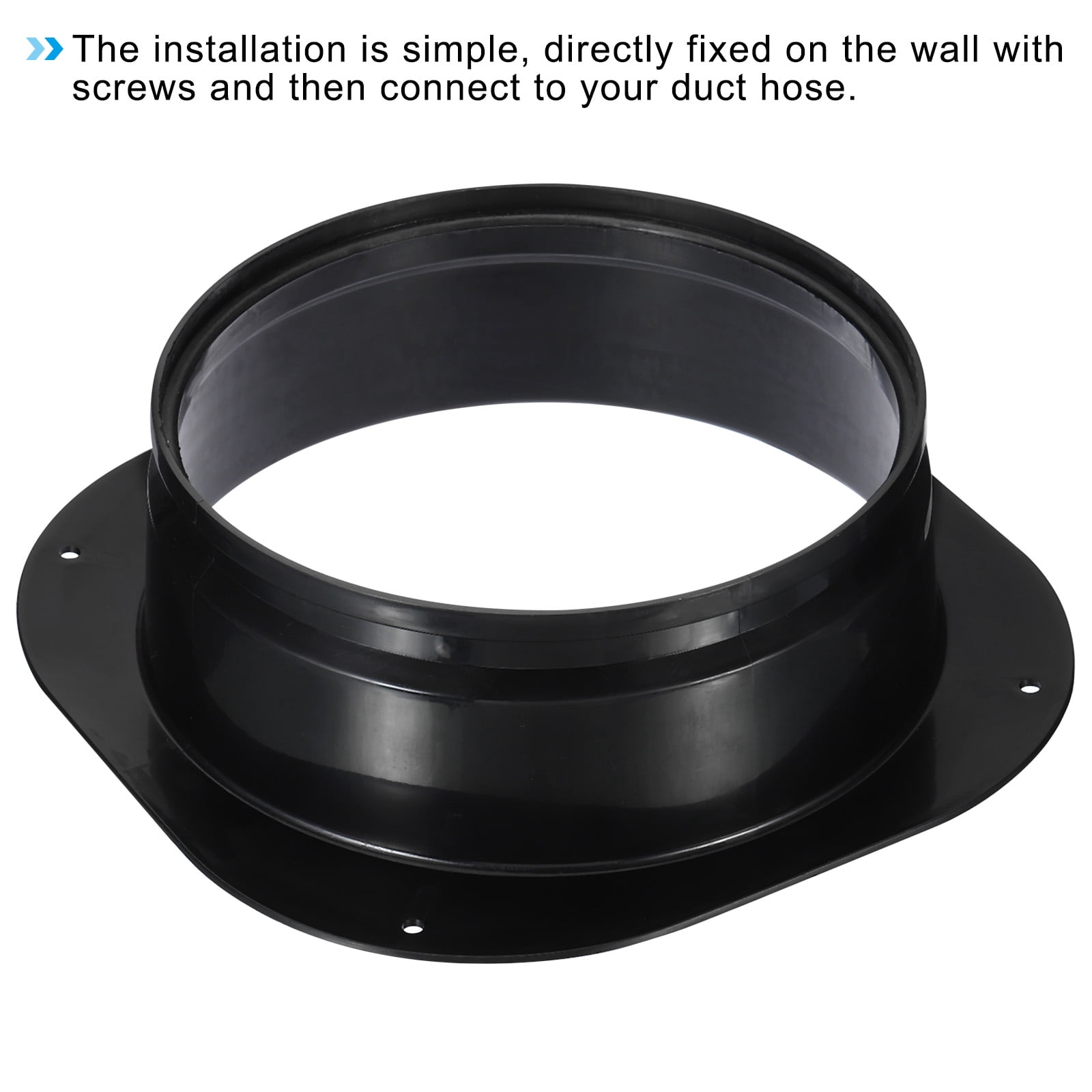Uxcell 8" Duct Connector Flange Dryer Vent Wall Plate Square to Round Straight Ducting Plate Black 2 Pack