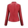 thumbnail image 5 of Women Faux Leather Jackets Motorcycle PU Moto Biker Outwear Coat Red L, 5 of 8