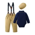 thumbnail image 2 of Baby Boy Clothes Outfit Formal Suits Newborn Tuxedo Romper Shirts Suspender Pants Hat Bowtie 4pcs, 2 of 18