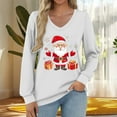 thumbnail image 6 of Womens Tops Christmas V-neck Long Sleeved Casual Loose T-shirt Top,Blouse for Women White M, 6 of 6