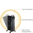 thumbnail image 4 of Oil Space Heater, Portable Radiator Heater with 7 Oil-Filled Fins for Indoor Use, 3 Heat Settings, tat, Tip-Over Protection, Manual Control, 1500W, Black, 4 of 5