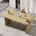 thumbnail image 3 of Tribesigns 62-Inch Executive Computer Desk, Large Rectangular Modern Wood Writing Table with Double Pedestal Base for Home Office, Easy Assembly, Natural Finish, 3 of 5