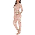thumbnail image 2 of Renewold Rabbit Flower Pajama Set Warm Daily Life Athletic Clothing 2 Pieces Thermal PJ Pullover Top & Pants with Pocket Easter Sleep Nightwear for Women Size 3XL, 2 of 4