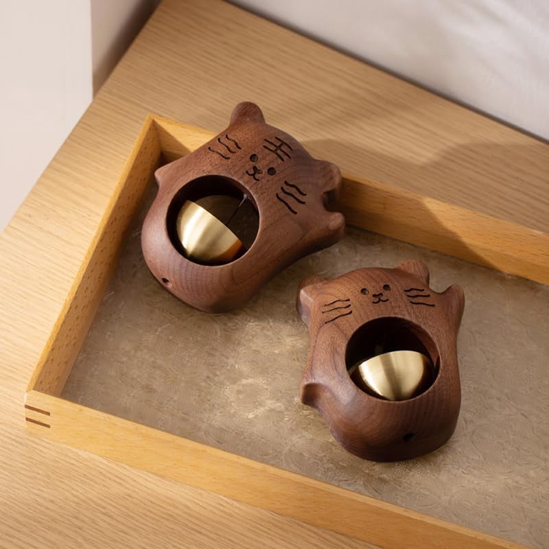 Shopkeepers Bell - Magnetic Attached Doorbell for Door Opening - Unique Office Ornament and Hanging Decoration for Business Entrance, Fridge Sticker and Barn Door (Golden Teak)