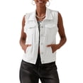 thumbnail image 2 of LMLYSoH Women's Classic Washed Denim Vest, Sleeveless Solid Color Button Down Jean Jacket, 2 of 9