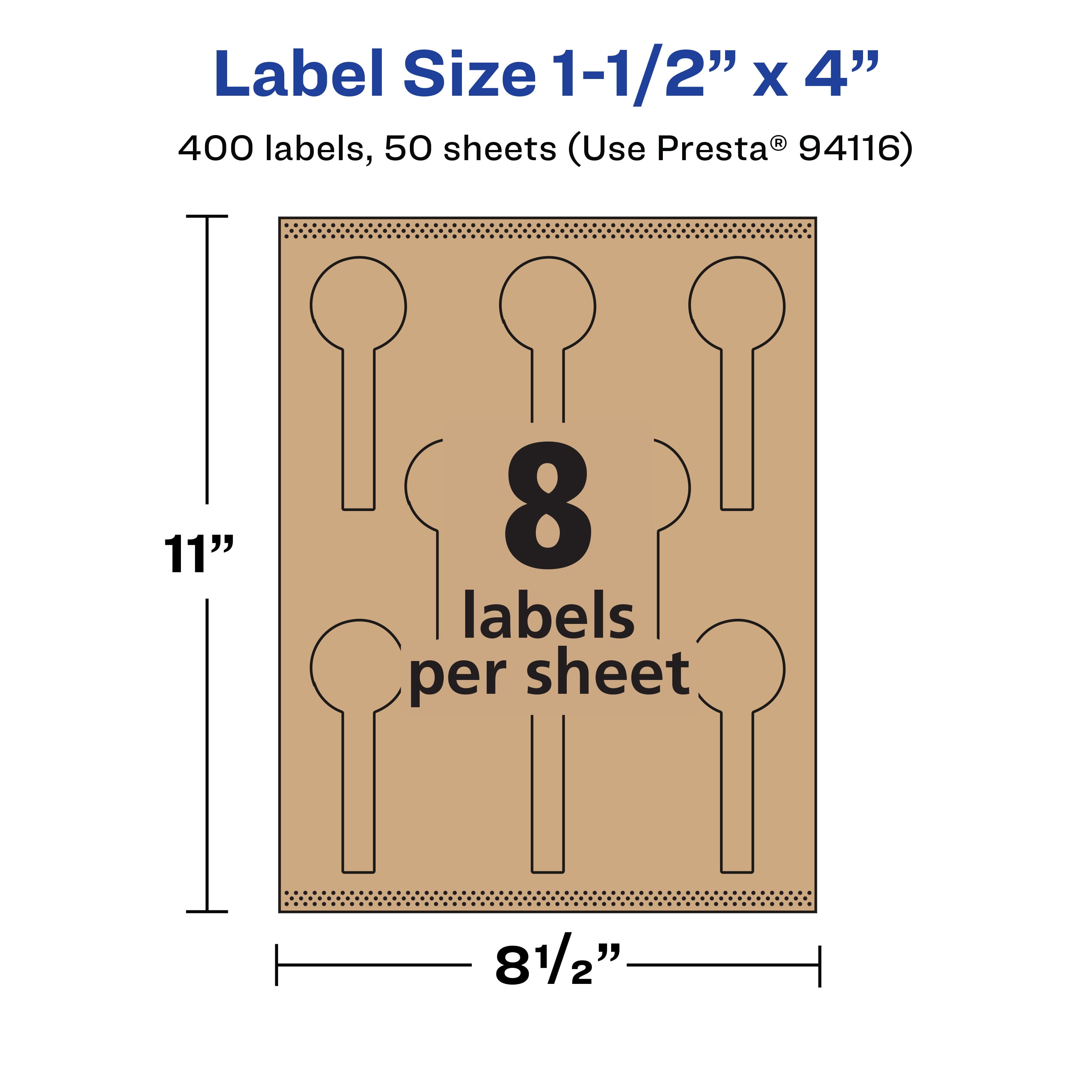 Avery Kraft Brown Lollipop Labels, 1.5" x 4", 400 Labels