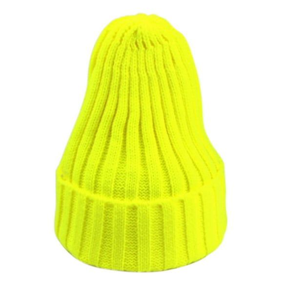 YUUZONE Women Men Winter Chunky Ribbed Knit Pointed Beanie Hat Neon Solid Candy Color Stretchy Outdoor Snow Ski Cuffed Sku11 Cap Ear Warmer
