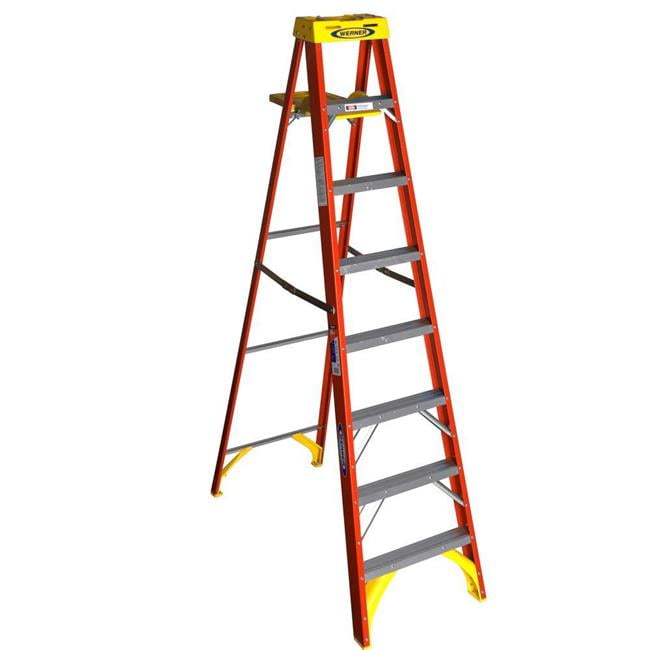 Werner 6208S 8 ft. Type IA Fiberglass Step Ladder with Shelf