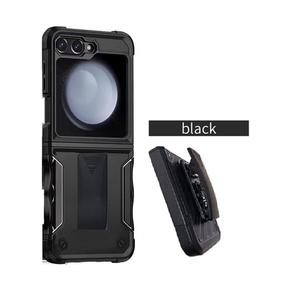 Compatible Case for Samsung Z Flip7 FE / Samsung Z Flip 6 , Black Hard Case Belt Clip Kickstand Cover  Case