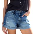 thumbnail image 3 of OHGOD Jean Shorts Womens High Waisted - Womens Mid Rise Shorts - Shorts Denim - Womens Shorts Casual - Blue - XL, 3 of 8