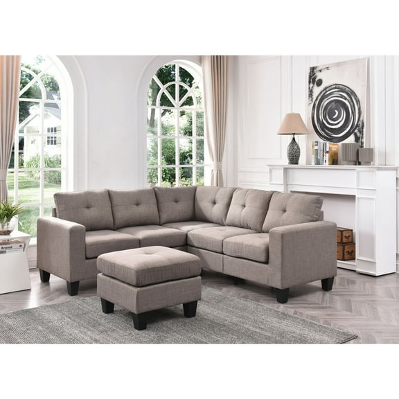 Homestock Coastal Charm Sectional Sofa , Gray