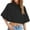 Black, variant on Women's Puff Sleeve Crop Top - Collared Button-Down Blouse, Lightweight Summer Shirt (S-L, 8 Colors) | Yubnlvae (Red | L)