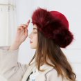 thumbnail image 3 of HAOAN Womens Faux Fur Hat for Winter  Classy Russian Style Suede Fluffy Warm Cap, 3 of 3