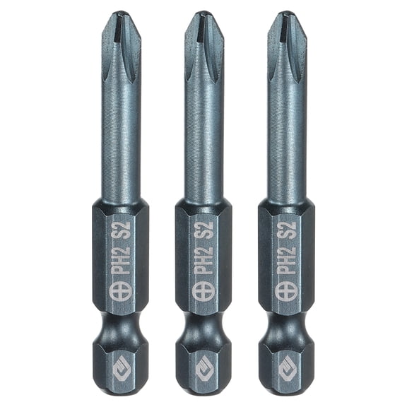 Uxcell 3pcs #2 Phillips Screwdriver Bit PH2 1/4" Hex Shank 2" (50mm) Long 0.2" Rod Magnetic Cross Head Drill Bits S2 Steel Industrial Screw Driver Bit for Electric Power Tools, Blue