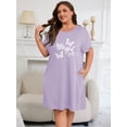 thumbnail image 4 of FEREMO Nightgowns for Women Plus Size Print Pajama Dress Short Sleeves Sleepwear with Pockets 3 Pack, 4 of 7